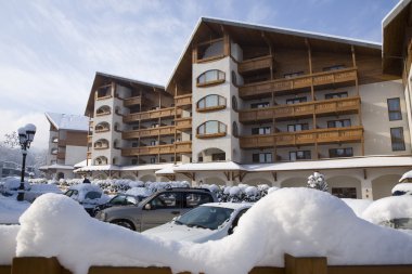 Bansko mimarisinin çağdaş kempinski hotel, pirin Dağı Balkanlar'da Bulgaristan