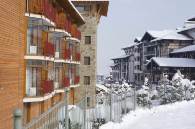 Bansko architecture contemporary town and ski resort, Balkans, Bulgaria clipart