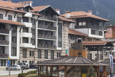 Bansko mimarisi, ünlü Kayak Merkezi, Avrupa Balkanlar'da Bulgaristan