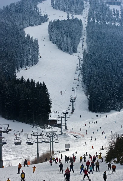 Bansko, známý Lyžařský areál, lyžařské stopy, Balkán, Bulharsko — Stock fotografie