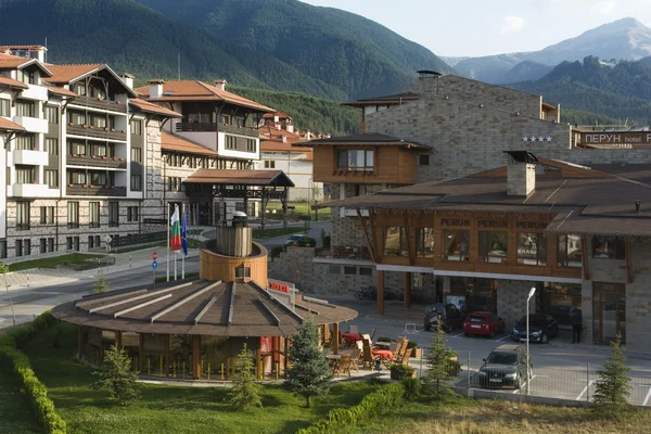 Bansko architettura, famosa località sciistica, Europa Balcani Bulgaria Foto Stock Royalty Free