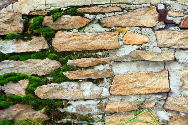 Stone wall, flat stacked background and texture