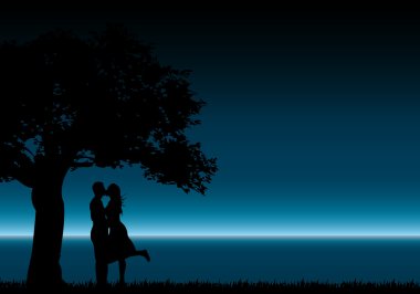 Kissing silhouettes clipart