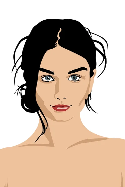 Belle femme brune portrait — Image vectorielle