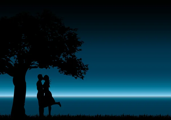 Silhouettes baisers — Image vectorielle
