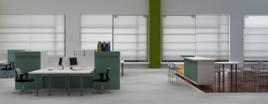 iç ofis sistemi ofis masaları ve lounge alanı