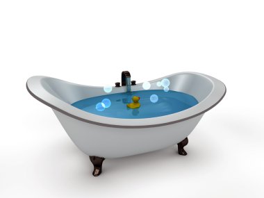 Bathtub with bubbles. isolated with a white background clipart