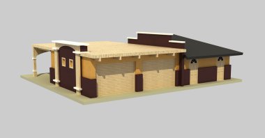 Garaj, tasarım için beyaz arka plan üzerinde render