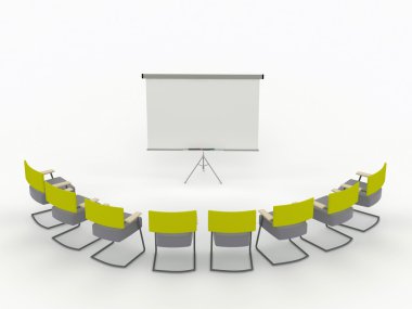 Training room with marker board and chairs. isolated on a white background clipart