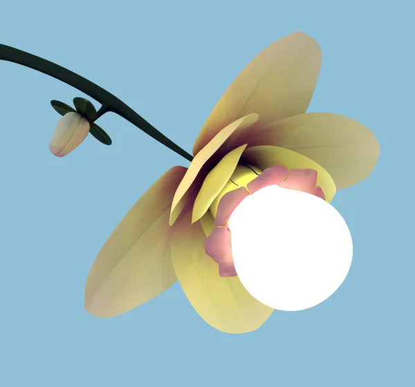 Blown flower with a light bulb. the concept of green energy — Stock Photo, Image