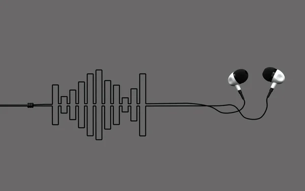Auriculares en el oído con cables que parecen ecualizador de sonido —  Fotos de Stock