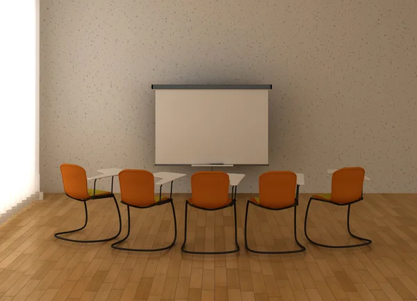 Interno della sala di formazione con pennarello e sedie . — Foto Stock