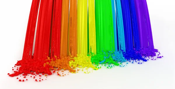 Splashes pintura a cores como um arco-íris — Fotografia de Stock