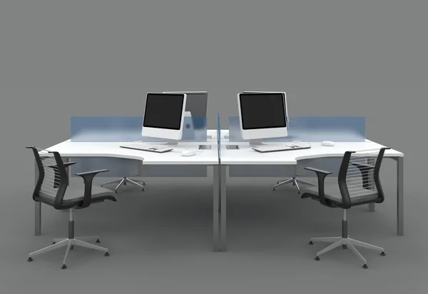 Системні офісні столи з розділами. Ізольовані на сірому фоні . — стокове фото