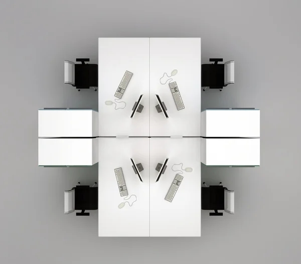 System office desks. Isolated on gray background. Top view — Stock Photo, Image