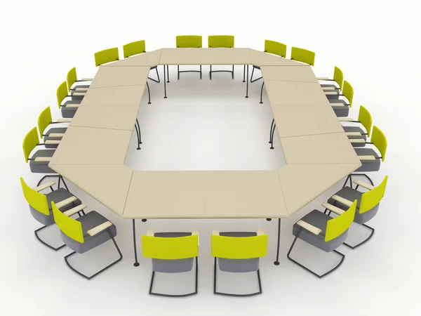 Banco conferenze ufficio con sedie. isolato su sfondo bianco — Foto Stock