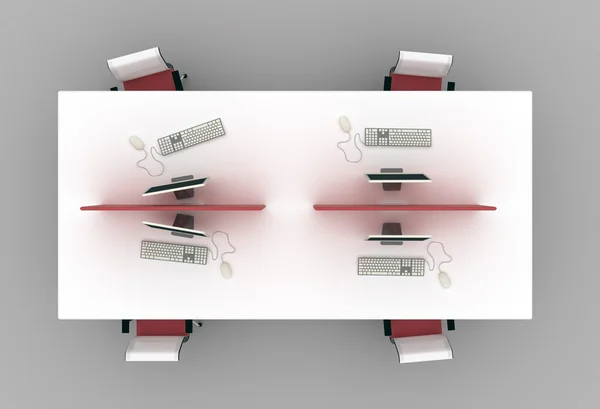 Системні офісні столи з перегородками. Меблі ізольовані на сірому фоні . — стокове фото