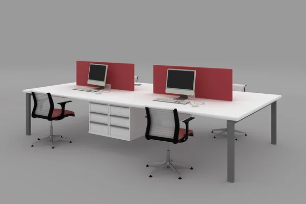 Systemu urząd biurka z partitions.furniture na tle szarym tle. — Zdjęcie stockowe