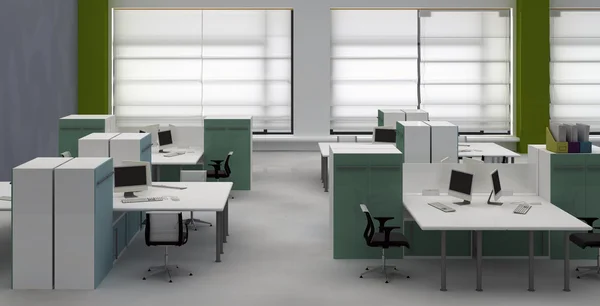 Interieur-Büro mit System-Schreibtischen lizenzfreie Stockbilder
