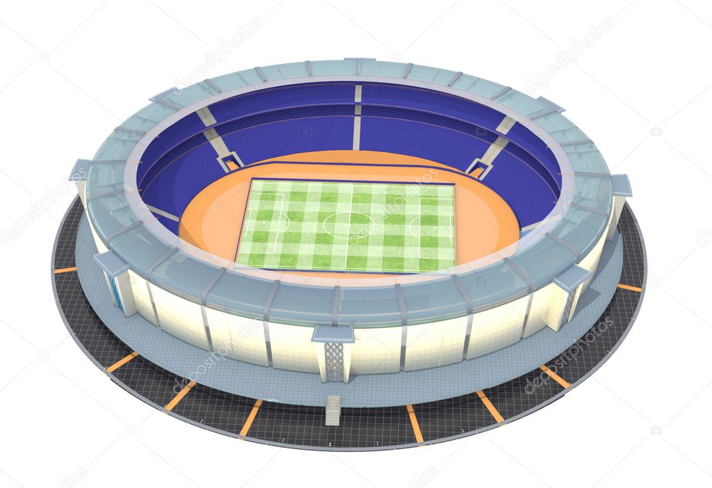 Athletic and football stadium top view