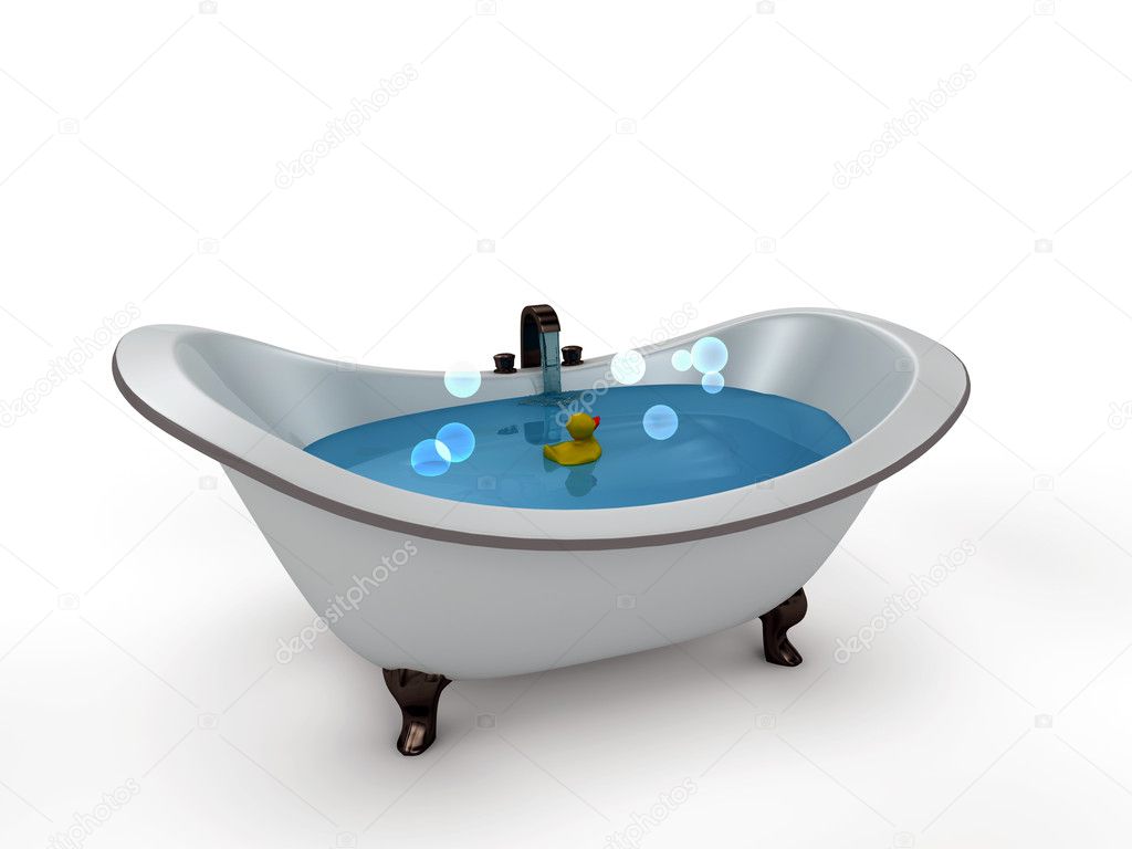 Bathtub with bubbles. isolated with a white background
