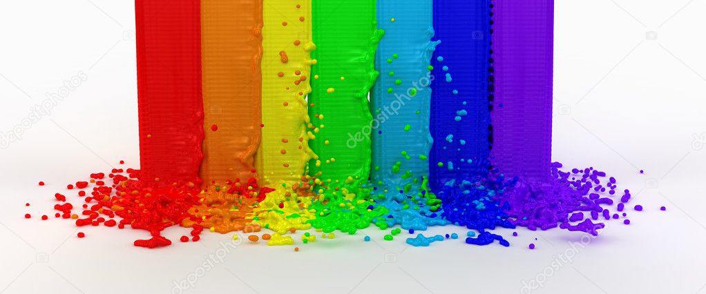 Splashes color paint as a rainbow