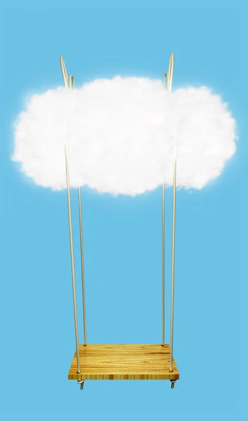 Illustration of relaxation and fun. swings with a cloud in the sky — Stock Photo, Image