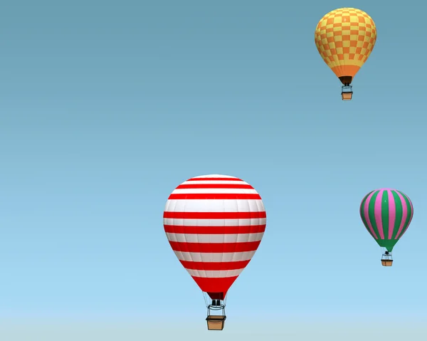 Skupina horkovzdušném balónu na modrém pozadí — Stock fotografie