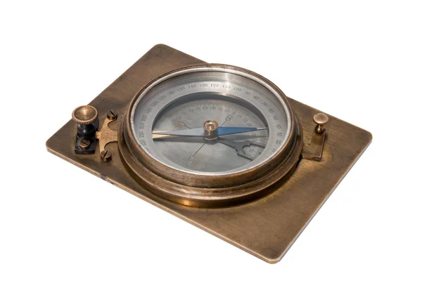 Starožitný kompas na bílém pozadí. — Stock fotografie