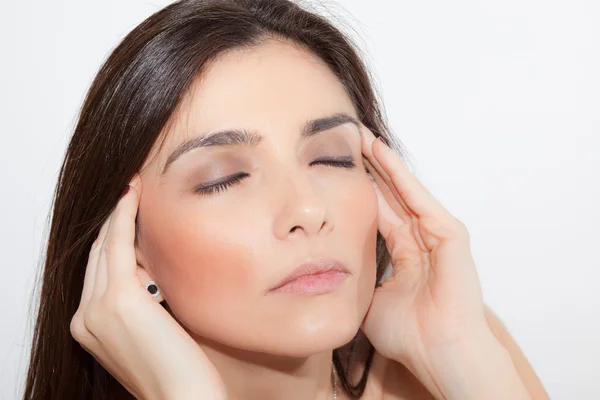 stock image Portrait of a beautiful woman with eyes closed