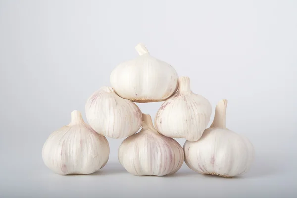 stock image Fresh garlic on grey background