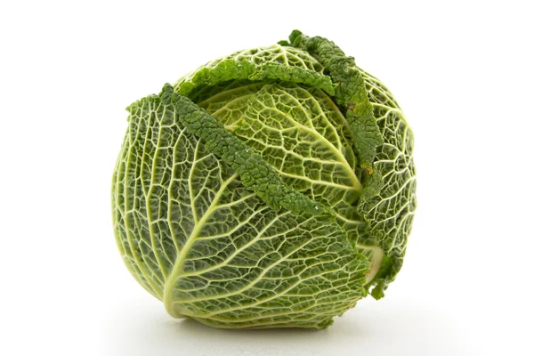 stock image Savoy cabbage head isolated on white background