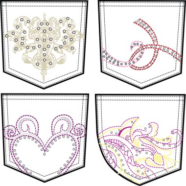 Back pockets with stitching and rhinestone clipart