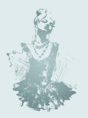 Lady dancer drawing sketch clipart