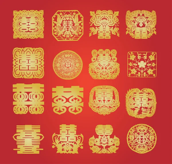 Oriental double symbole de bonheur — Image vectorielle