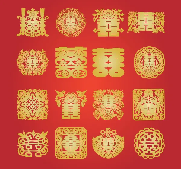 Oriental double happiness symbol — Stock Vector