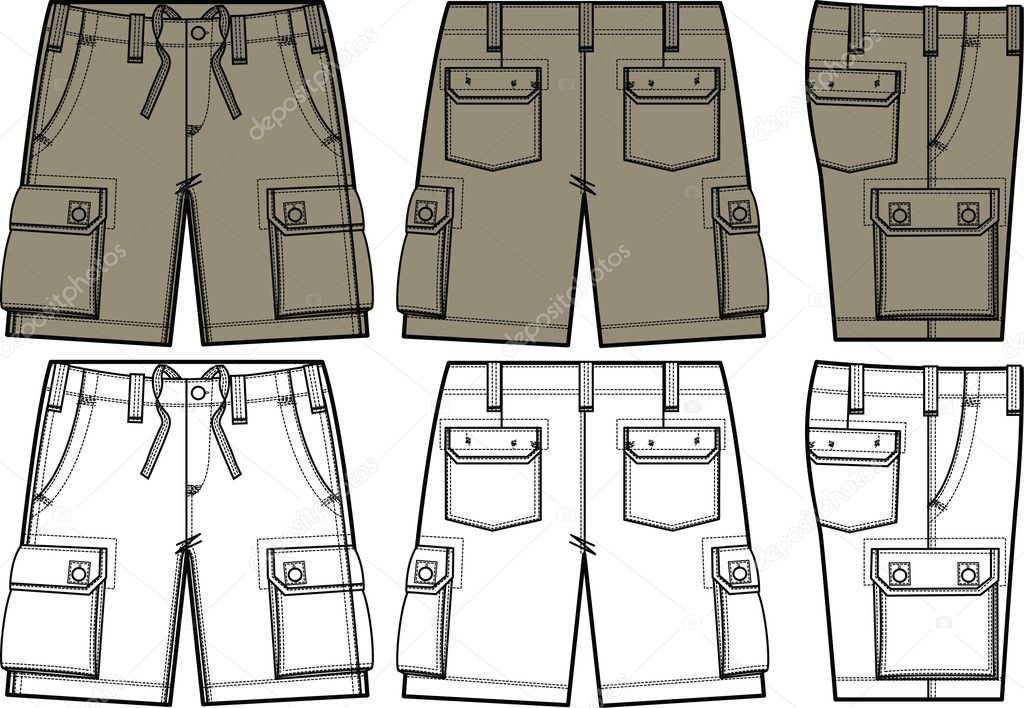 Men cargo shorts in different side view