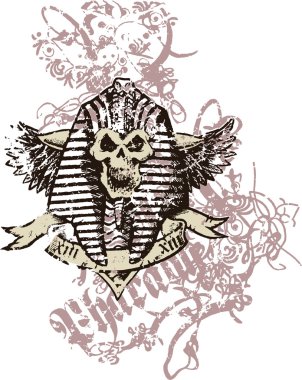 Skull in pharaoh style clipart