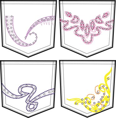 Back pockets with stitching and rhinestone clipart