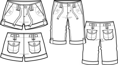 Lady fashion shorts clipart