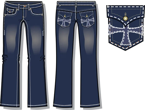 Damenstiefel geschnitten Jeans — Stockvektor