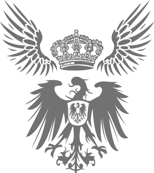 Aquila reale con corona e ala — Vettoriale Stock