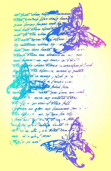 Mariposa con ilustración de fondo de letra — Archivo Imágenes Vectoriales