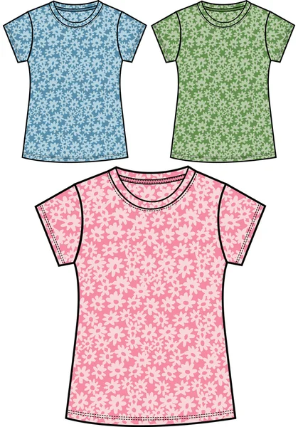 Květinové tričko Lady — Stockový vektor