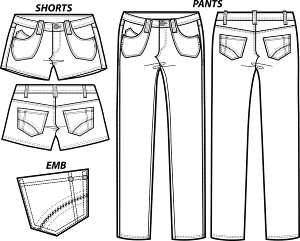 Señora pantalones de moda y pantalones cortos conjunto — Archivo Imágenes Vectoriales