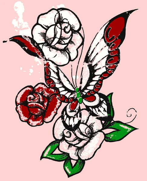 Метелик з дизайном троянди — стоковий вектор