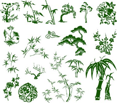 Classic traditional ink Chinese bamboo clipart