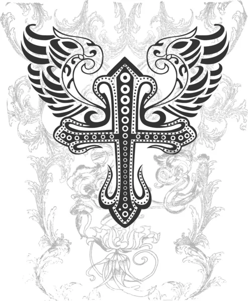 Хрест з ілюстрацією крила — стоковий вектор