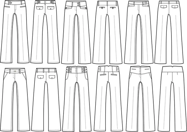 Κυρία επίσημη παντελόνι σε διαφορετικά στυλ — Διανυσματικό Αρχείο