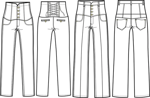 Calça jeans jeans de cintura alta — Vetor de Stock